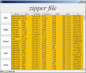Opening screen of Zipper Open file Utility